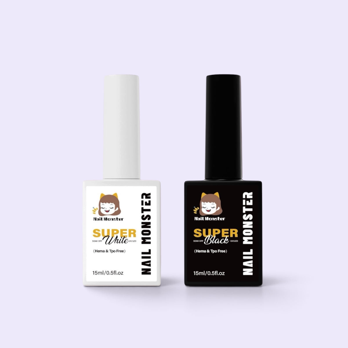 Nail Monsters Black gel, White gel nail polish,15ml