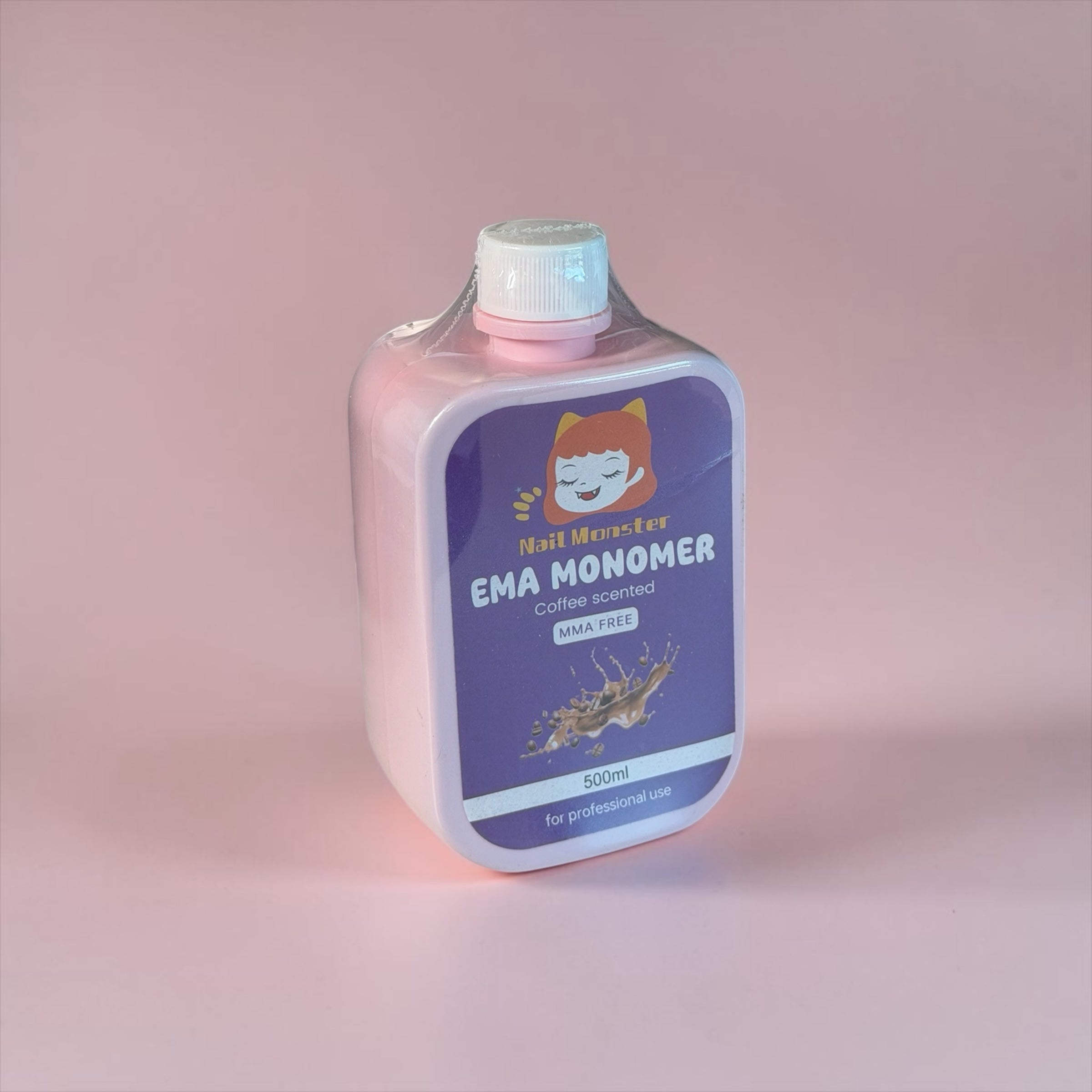 Nail Monsters 500ml coffee-scented EMA monomer liquid bottle for professional acrylic nail applications